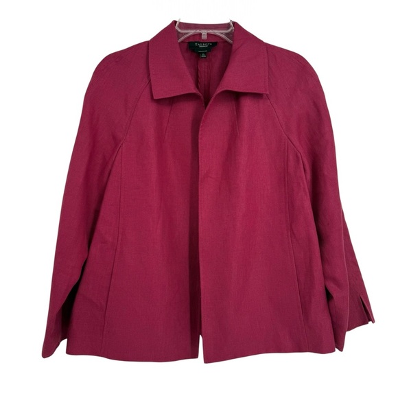 Talbots Jacket Womens Size XL Pure Irish Linen Blazer Open Front Pockets berry - Picture 1 of 9